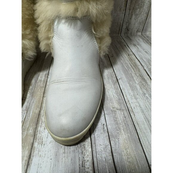Vintage Pfister White Off Faux Fur Knee Boots size 6.5 - Picture 9 of 16